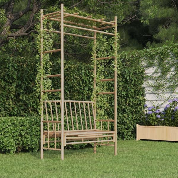 vidaXL Puutarhapenkki pergolalla 116 cm bambu