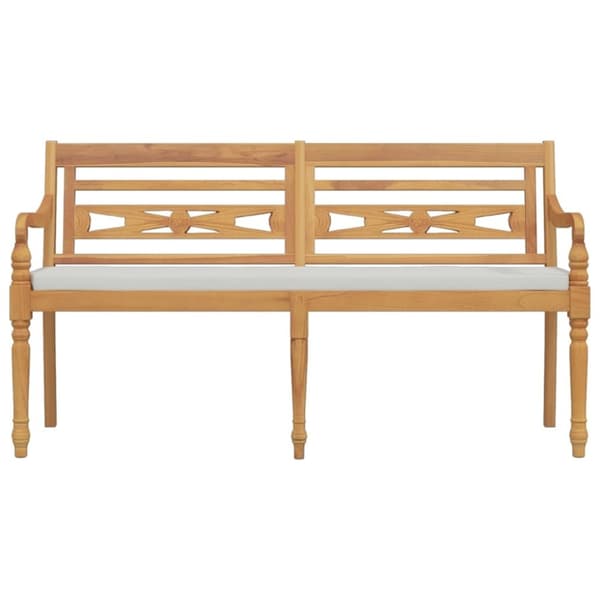 vidaXL Bataviabänk med dyna 150 cm massiv teak