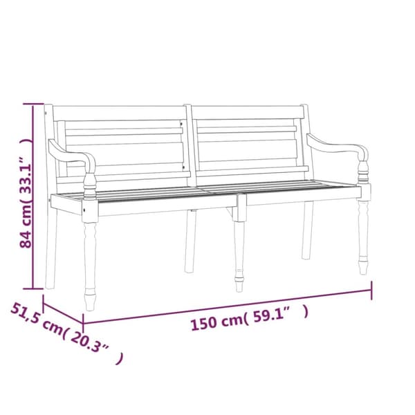 vidaXL Bataviabänk med antracit dyna 150 cm massiv teak