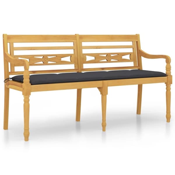 vidaXL Bataviabänk med antracit dyna 150 cm massiv teak