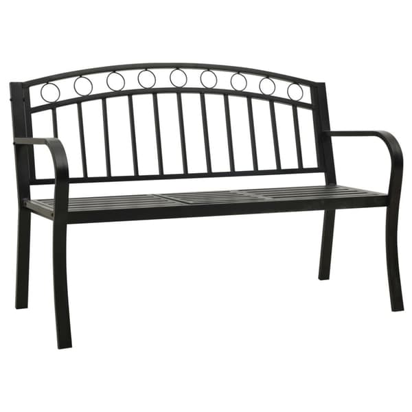 vidaXL Hagebenk med bord svart 120 cm stål