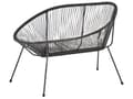 Miniatyrbild 6 av 9: Trädgårdsbänk Svart Konstrotting Stål 114 cm Rund Papasan Modern Design Vardagsrum Trädgård