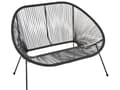 Miniatyrbild 7 av 9: Trädgårdsbänk Svart Konstrotting Stål 114 cm Rund Papasan Modern Design Vardagsrum Trädgård
