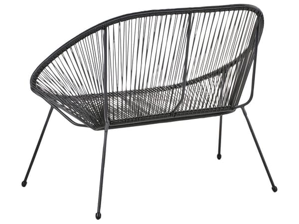 Puutarhapenkki musta 114 x 88 x 78 cm polyrottinki teräs kahdelle moderni boho