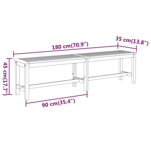 vidaXL Hagebenk 180x35x45 cm heltre akasie