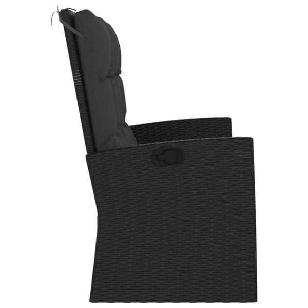 vidaXL havebænk med hynder 118 cm polyrattan sort