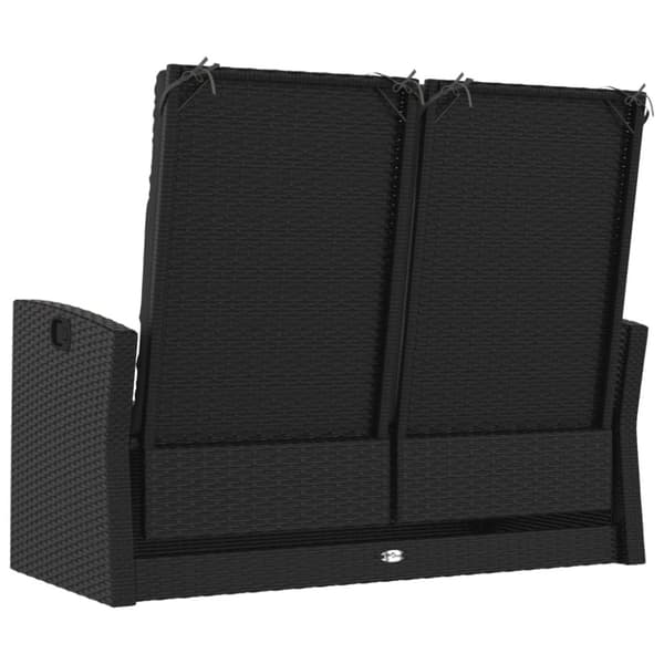 vidaXL havebænk med hynder 118 cm polyrattan sort