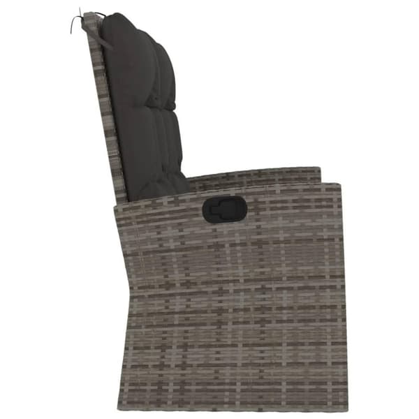 vidaXL havebænk med hynder 118 cm polyrattan grå