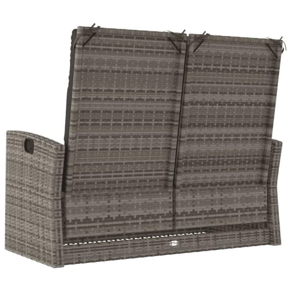 vidaXL havebænk med hynder 118 cm polyrattan grå