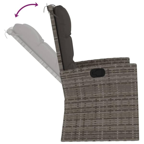 vidaXL havebænk med hynder 118 cm polyrattan grå
