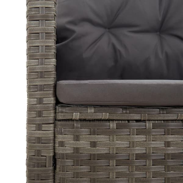 vidaXL havebænk med hynder 118 cm polyrattan grå