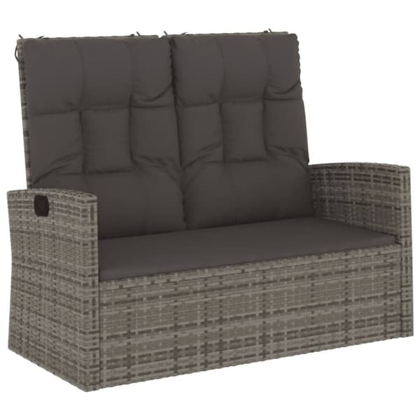 vidaXL havebænk med hynder 118 cm polyrattan grå
