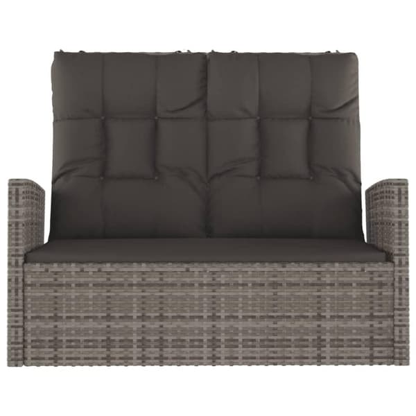 vidaXL havebænk med hynder 118 cm polyrattan grå