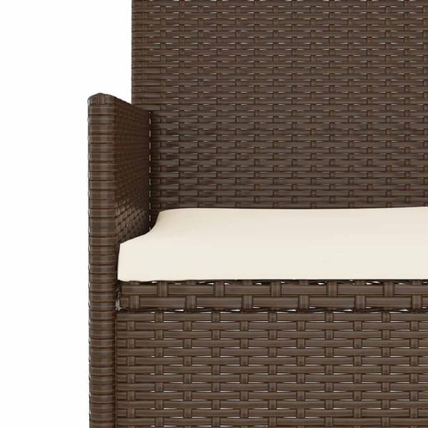 vidaXL 2-personers havebænk med hynder polyrattan brun