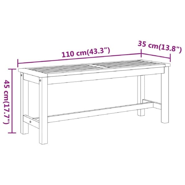 vidaXL havebænk 110x35x45 cm massivt akacietræ