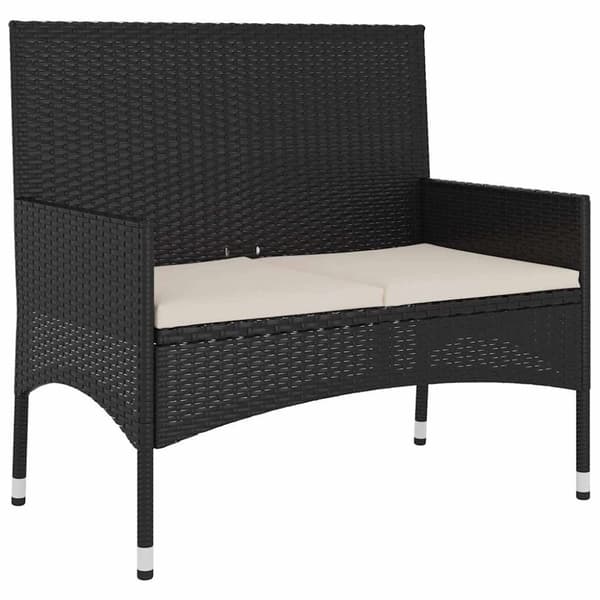 vidaXL 2-personers havebænk med hynder polyrattan sort