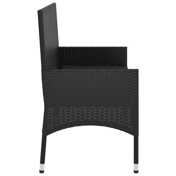 vidaXL 2-personers havebænk med hynder polyrattan sort