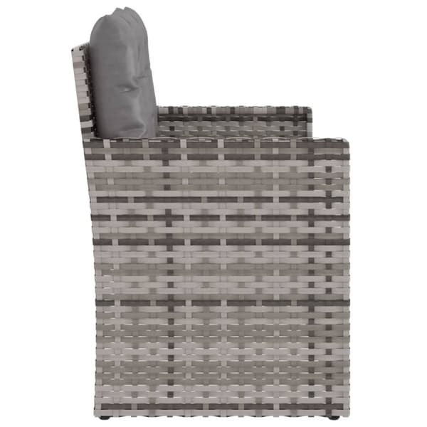 vidaXL havebænk med hynder 105 cm polyrattan grå