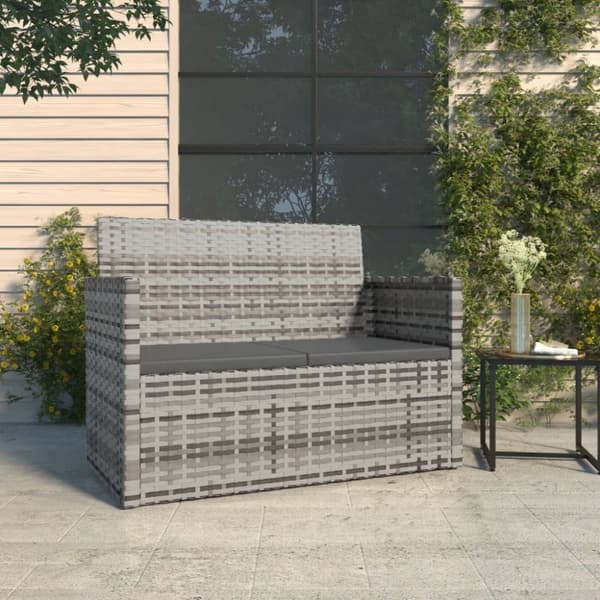 vidaXL havebænk med hynder 105 cm polyrattan grå
