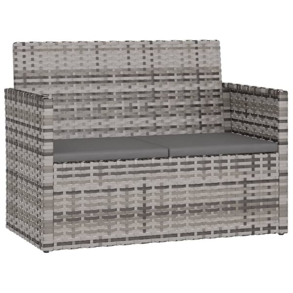 vidaXL havebænk med hynder 105 cm polyrattan grå