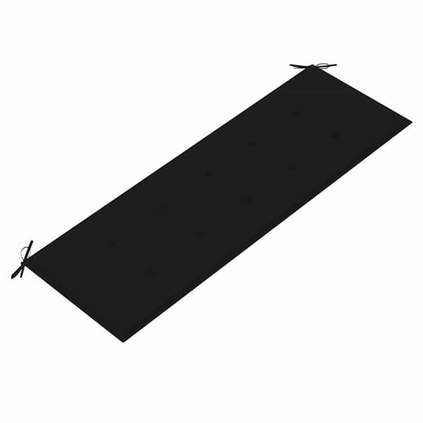 vidaXL Batavia-bænk med sort hynde 150 cm massivt teaktræ