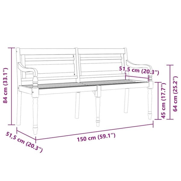 vidaXL Batavia-bænk med beige hynde 150 cm massivt teaktræ