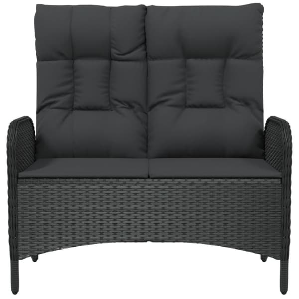 vidaXL havebænk med lænefunktion og hynder 107 cm polyrattan sort