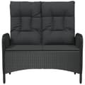 Miniatyrbillede 3 af 8: vidaXL havebænk med lænefunktion og hynder 107 cm polyrattan sort