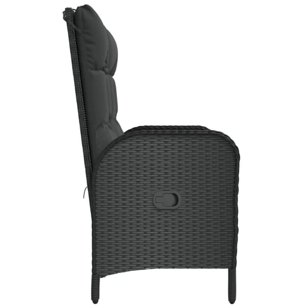 vidaXL havebænk med lænefunktion og hynder 107 cm polyrattan sort