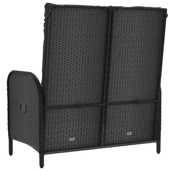 vidaXL havebænk med lænefunktion og hynder 107 cm polyrattan sort