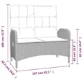 Miniatyrbillede 7 af 8: vidaXL havebænk med lænefunktion og hynder 107 cm polyrattan sort