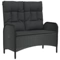 Miniatyrbillede 2 af 8: vidaXL havebænk med lænefunktion og hynder 107 cm polyrattan sort