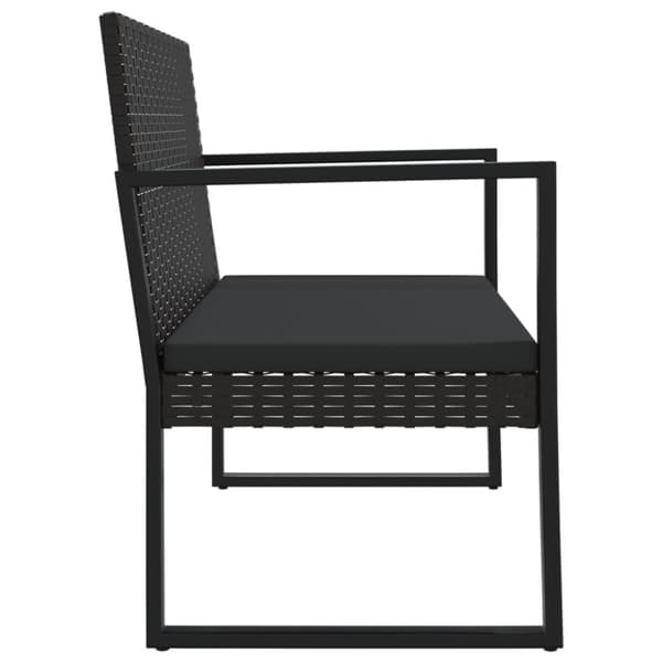 vidaXL havebænk med hynder 106 cm polyrattan sort