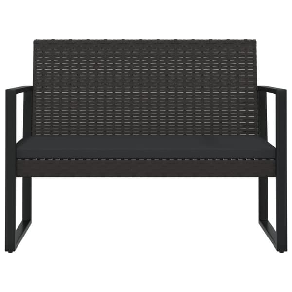 vidaXL havebænk med hynder 106 cm polyrattan sort