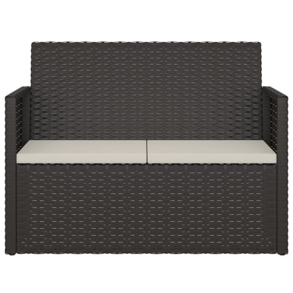 vidaXL havebænk med hynder 105 cm polyrattan sort
