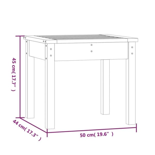 vidaXL Hagebenk hvit 50x44x45 cm heltre furu