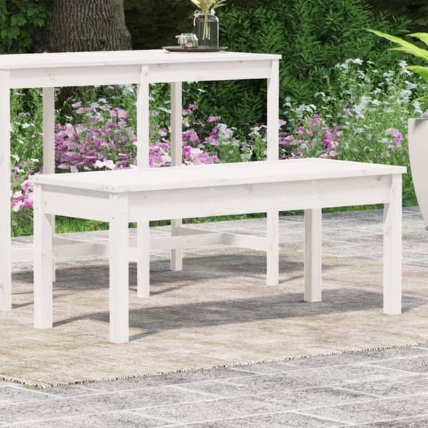 vidaXL havebænk 109x44x45 cm massivt fyrretræ hvid