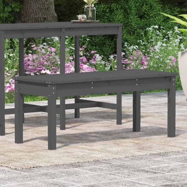 vidaXL havebænk 109x44x45 cm massivt fyrretræ grå
