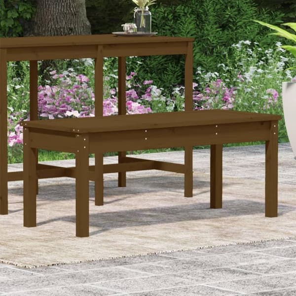 vidaXL havebænk 109x44x45 cm massivt fyrretræ gyldenbrun