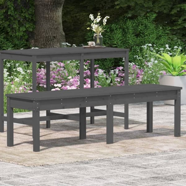 vidaXL Hagebenk 2 seter grå 159,5x44x45 cm heltre furu