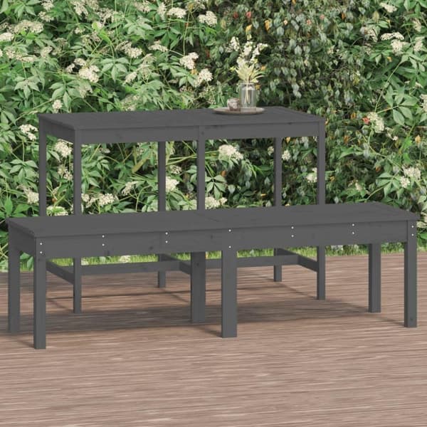 vidaXL Hagebenk 2 seter grå 159,5x44x45 cm heltre furu