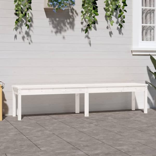 vidaXL Trädgårdsbänk 2-sits vit 203,5x44x45 cm massiv furu