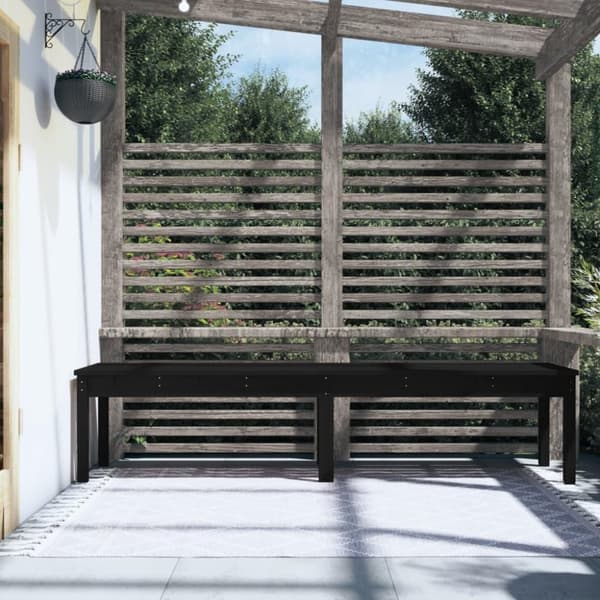 vidaXL Trädgårdsbänk 2-sits svart 203,5x44x45 cm massiv furu