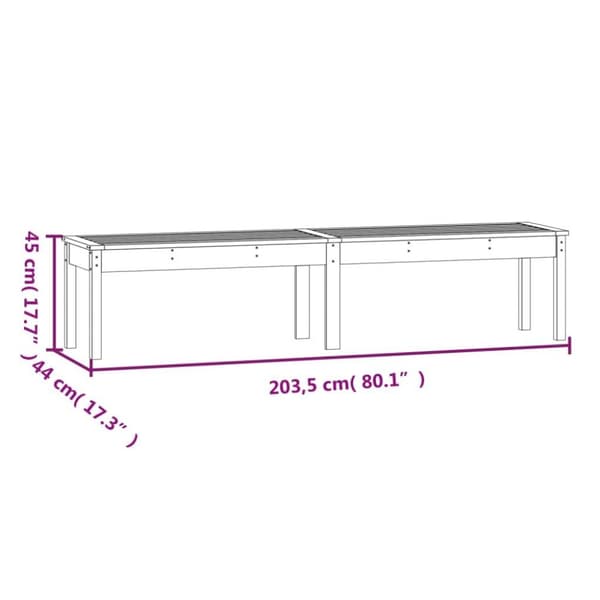 vidaXL Trädgårdsbänk 2-sits svart 203,5x44x45 cm massiv furu