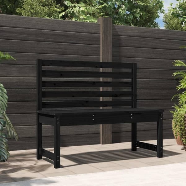 vidaXL Trädgårdsbänk svart 109 cm massiv furu
