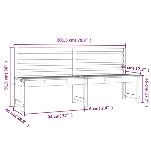 vidaXL Hagebenk 201,5 cm heltre furu