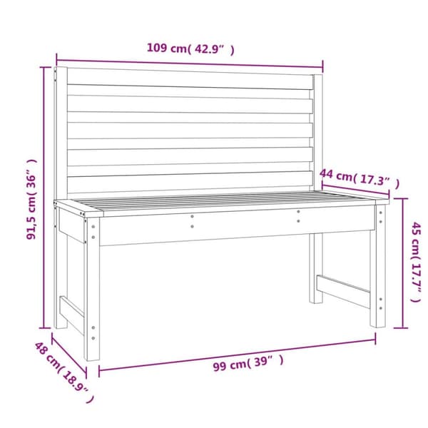 vidaXL havebænk 109 cm massivt douglasgran
