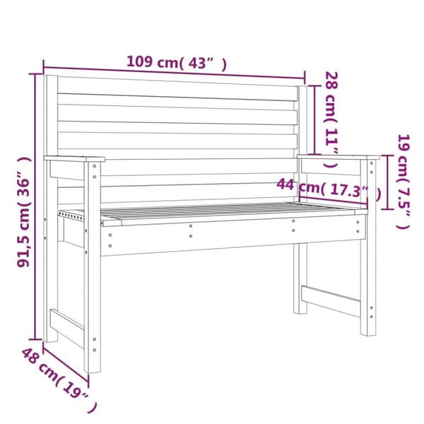 vidaXL havebænk 109x48x91,5 cm massivt fyrretræ gyldenbrun