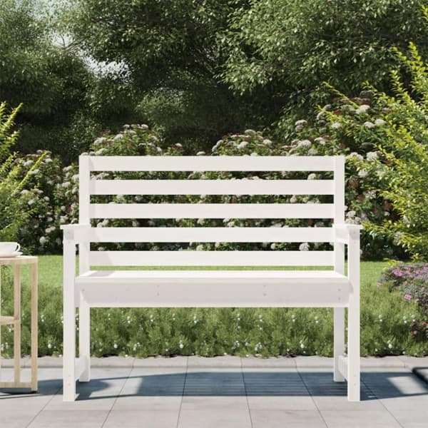 vidaXL Puutarhapenkki valkoinen 109x48x91,5 cm täysi mänty
