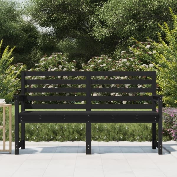 vidaXL Hagebenk svart 159,5x48x91,5 cm heltre furu